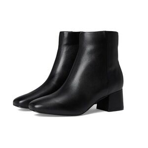Kenneth Cole Emma Square Toe Black Leather Booties